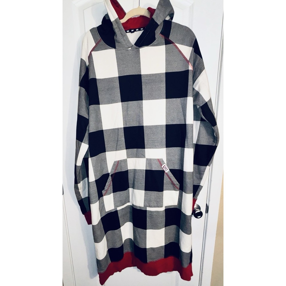 Lazy One Sleep Hoodie Womens L/XL Buffalo Check Plaid Hooded Lounge Dress